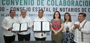 Firman convenio Gobierno de Chiapas y notariado estatal